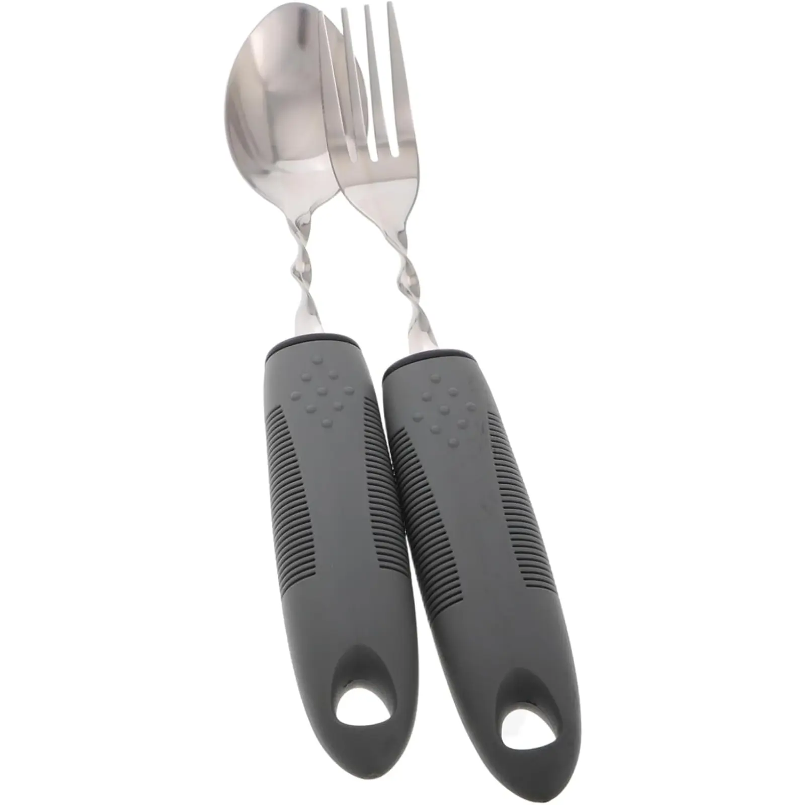 Adaptive Utensils Set for Elderly Non-Slip Easy Grip Tableware for Weak Hand Grip Arthritis Hand Tremors 1 Fork 1 Spoons Lightweight Travel Use