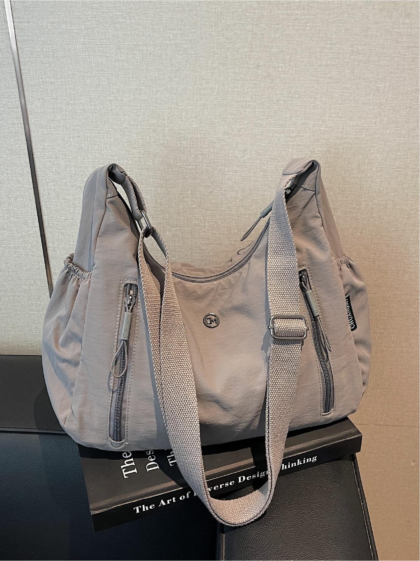 Solid Color Simple Zipper Shoulder Bag, Side-Zipper Multi-Pocket Crossbody Bag for Daily Casual Use, Versatile and Convenient with Adjustable Shoulder Strap