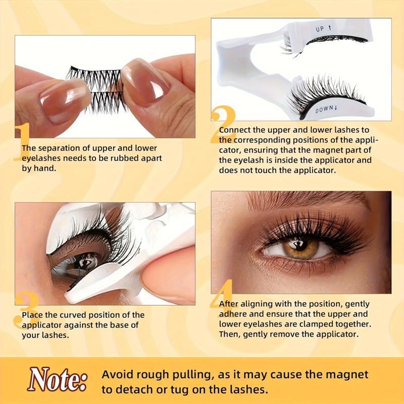 Reusable Magnetic Eyelashes - Waterproof, Natural & Voluminous, Glue-Free 3D False Lash Set with White Clips for Easy Application and Long-Lasting Hold, Waterproof Lash Kit