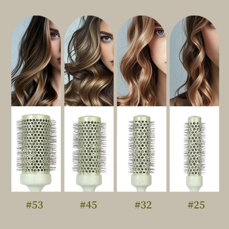 Ceramic Coated/Ionic Thermal Barrel, Anti-Static Heat-Resistant,Non-electronic, Self-Standing Round Quick Styling Brush, Great Blowout,Blowout Volume, Wave Styler