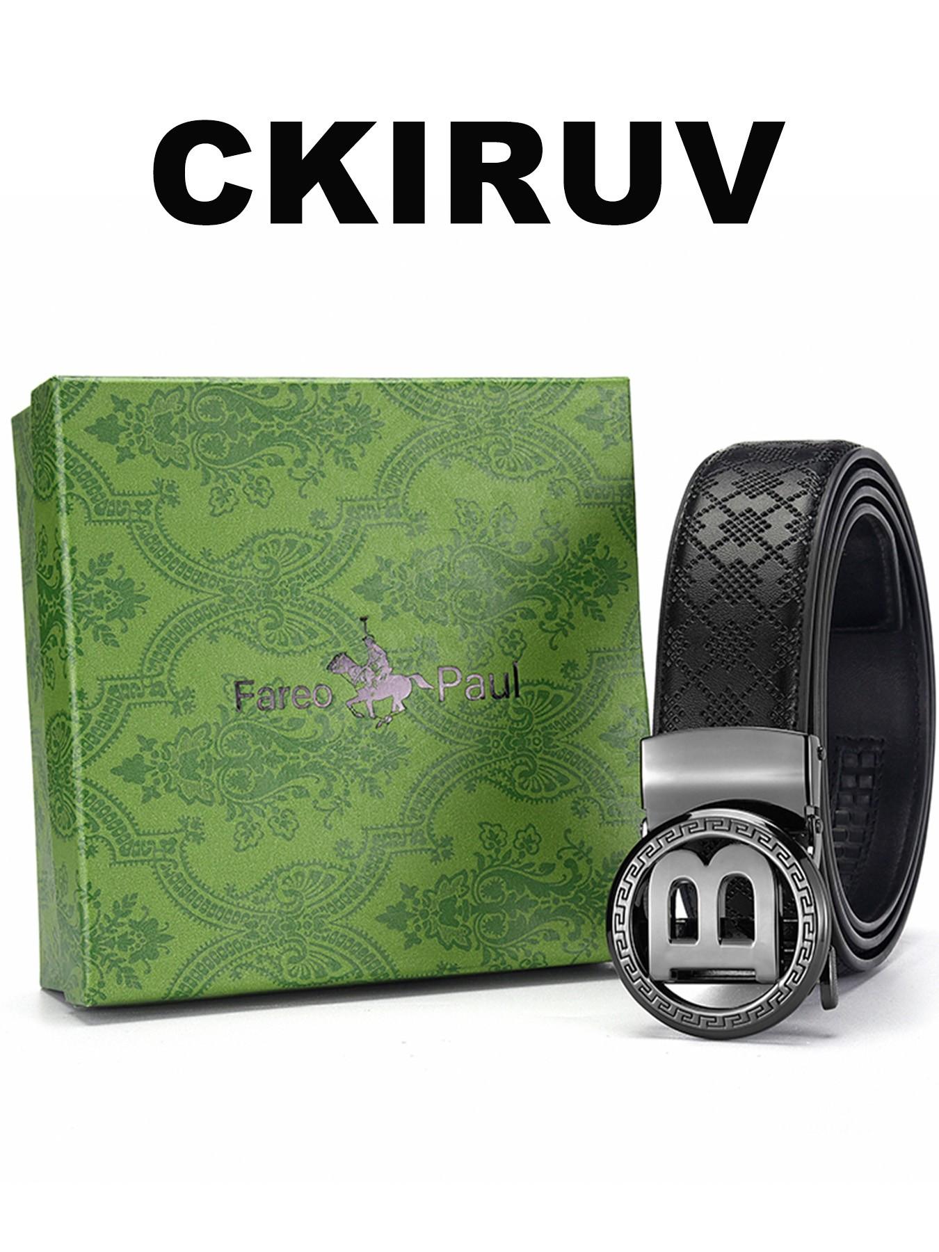 Men's Luxury B Letter Automatic Buckle Leather Belt, Business Casual PU Material, Gift Box Included, Perfect for Holidays