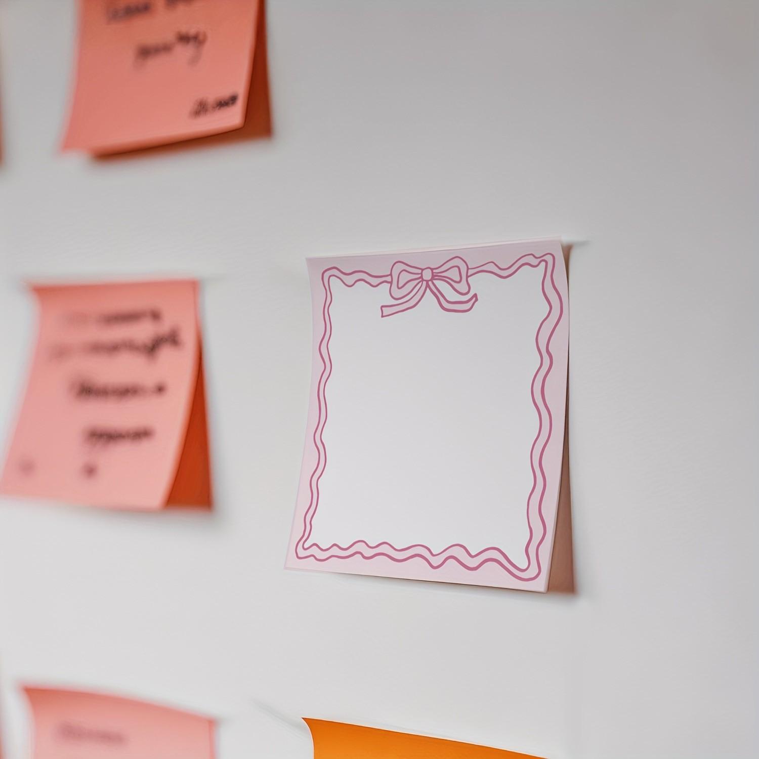 4-Pack Set Bow Sticky Notes, Cute Self-Adhesive Memo Pads with Four Designs, Four Styles for Reminders & Messages, Perfect for Office, School, Journaling, Great Stationery Gift