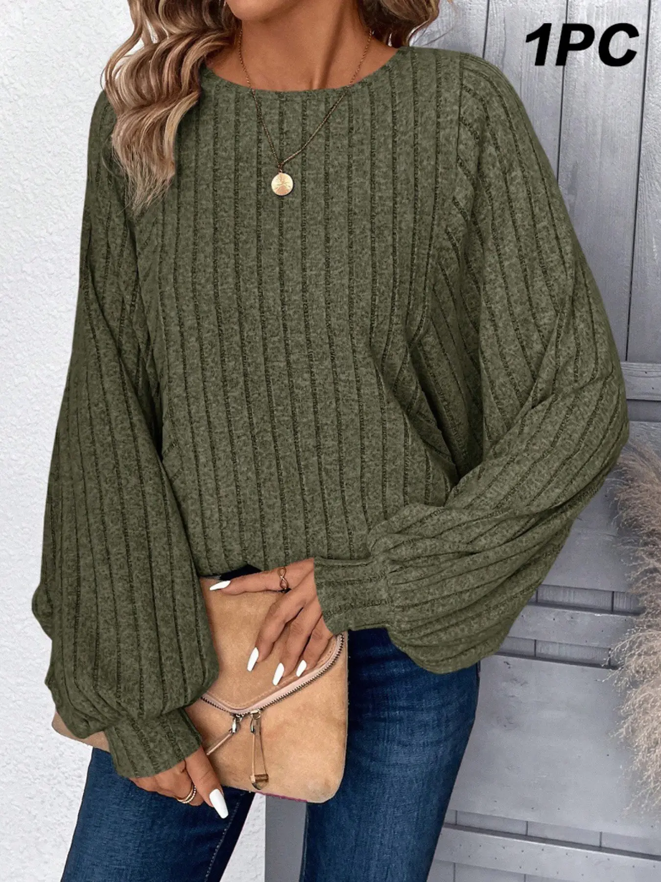 2026 Fall Winter Womens Batwing Sleeve Crew Neck Pullover Knit Top Comfortable Casual Lazy Slouchy Baggy for Office Commute Work From Home Shopping Vacation Daily Wear - Cozy & Chic