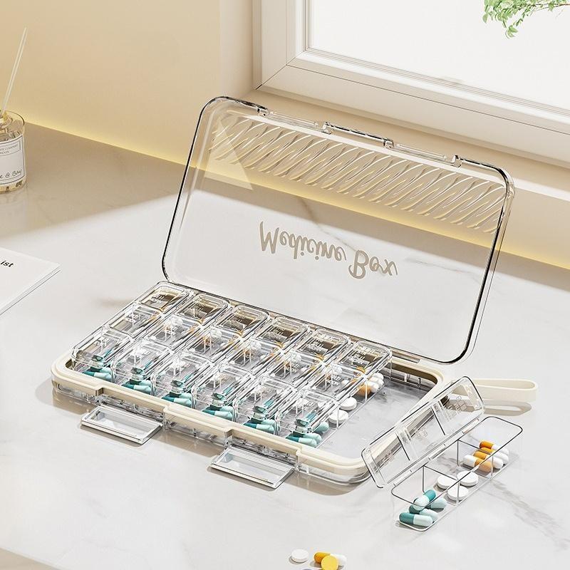 Portable Covered Medicine Box, Transparent Plastic, Easy to Carry and Separate, Clear Visibility, Ideal for Daily Use and Travel