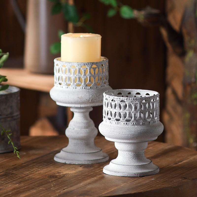 Vintage Distressed Candle Holder, American Industrial Style, Romantic Candlelight Dinner Decor, Nostalgic Guesthouse Display Idea