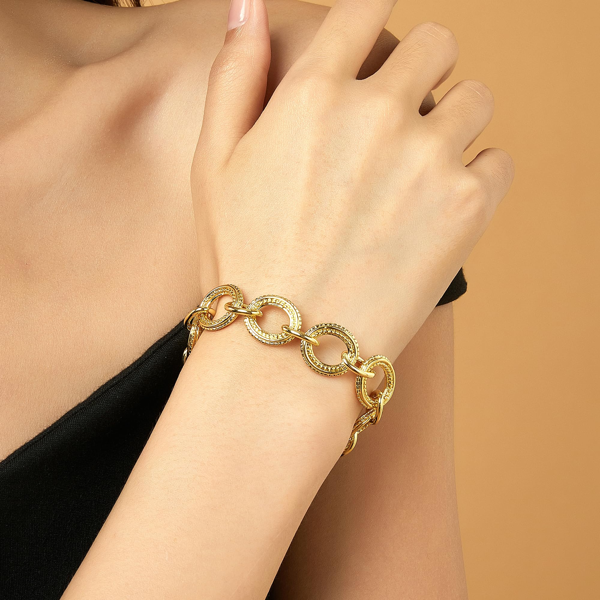 Aprilery 3 PCS Trendy Twisted Cable Cuff Bracelet Stack for Women | Adjustable Elastic Wire Cuff & Bangle Set Jewelry Gift