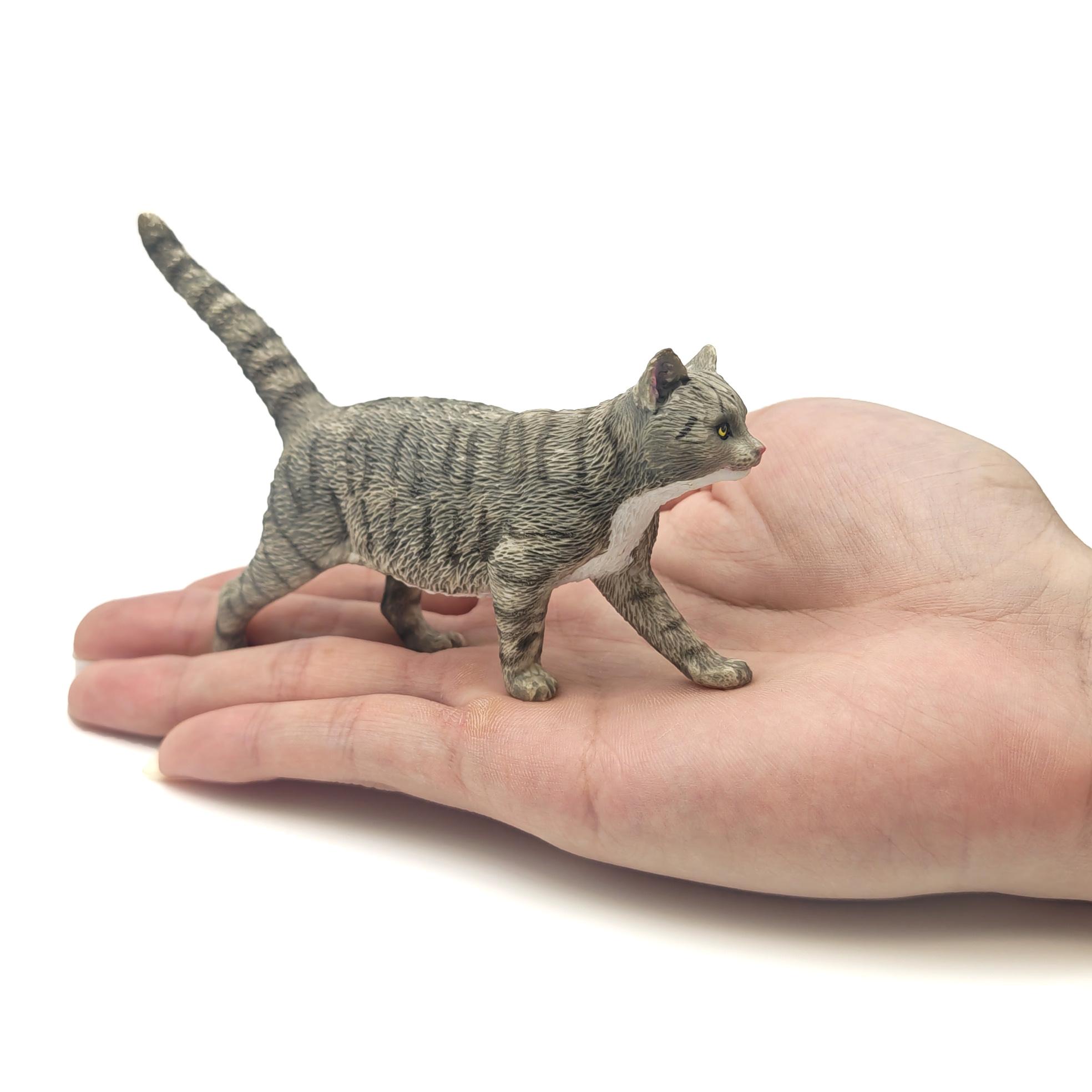 Realistic PVC Standing Cat Animal Model, Lifelike Design Cat Statue Decoration, Home Decor and Collection, Garden Office Desk Bonsai Rockery Miniature Scene