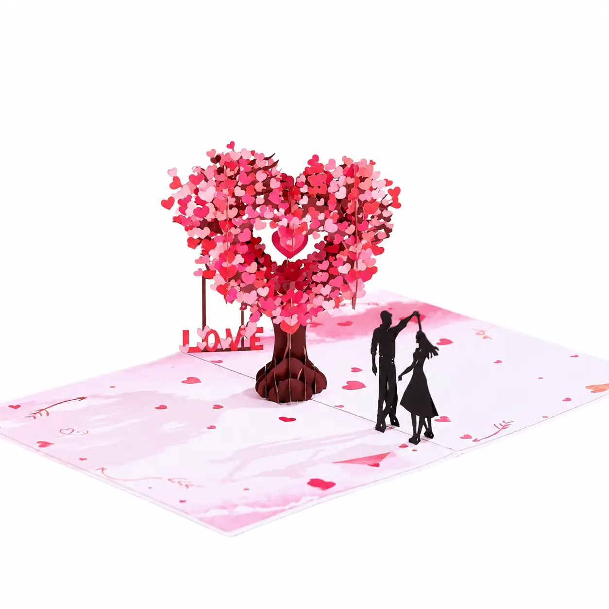 Handmade 3D Pop-Up Heart Greeting Card with Floral Love Tree Design – Romantic Valentine’s Day Gift for Her, Anniversary Keepsake, Wedding Invitation Insert or Thoughtful Surprise for Loved Ones