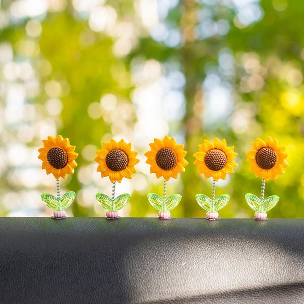 Sunflower Car Dashboard Decorations, Cute Bobblehead Sunflower, Fun Car Accessory, Car Ornament, Perfect for Dashboard Decoration, Enhance Your Ride Style