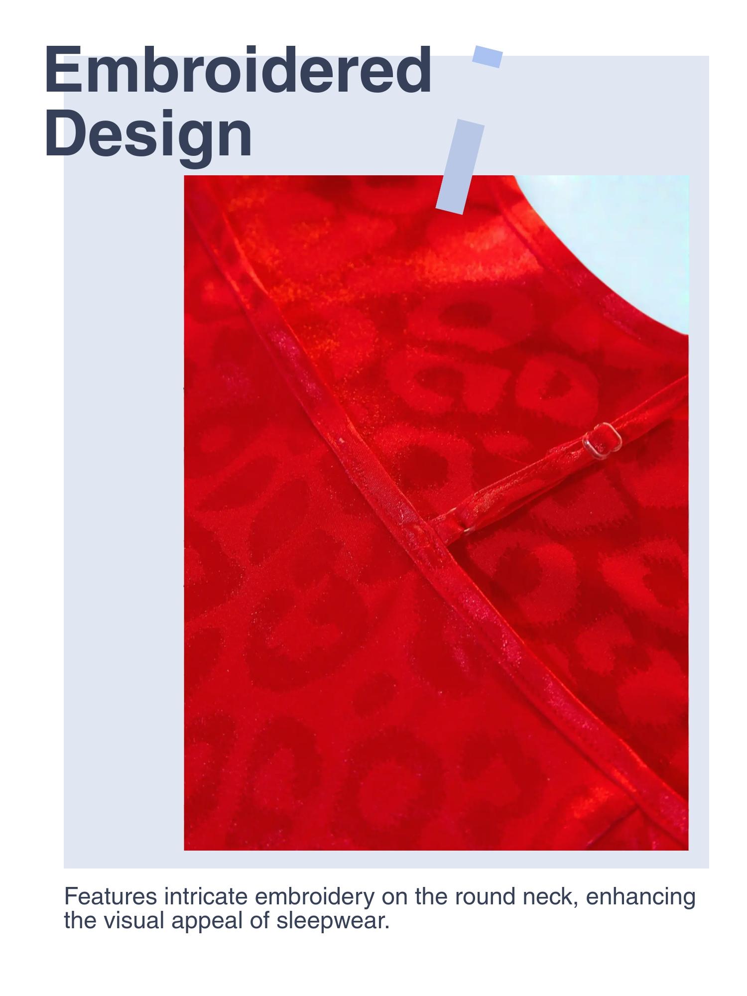 Valentine's Day 2-Piece Set, Women's Embroidered Round Neck Pajamas, Comfortable Sleepwear for Vacation & Casual Wear, Fashion Nightwear Gift