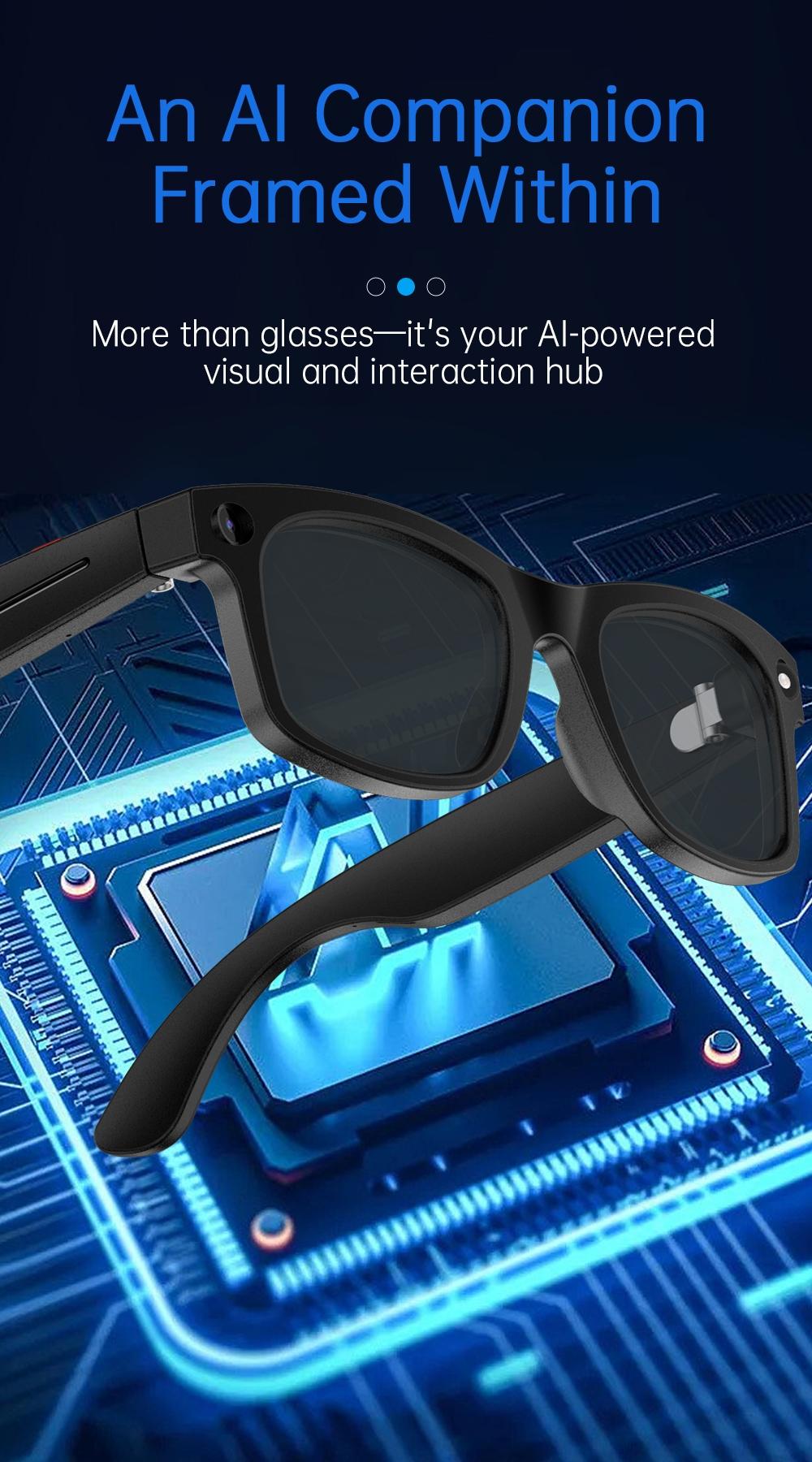 2026 New Smart Glasses Aimb S2 Max, HD Camera, Ai Translation, Video Recording, Bluetooth-compatible Music, Blue Light Blocking, Unisex Daily Wear, Multifunctional Smart Glasses