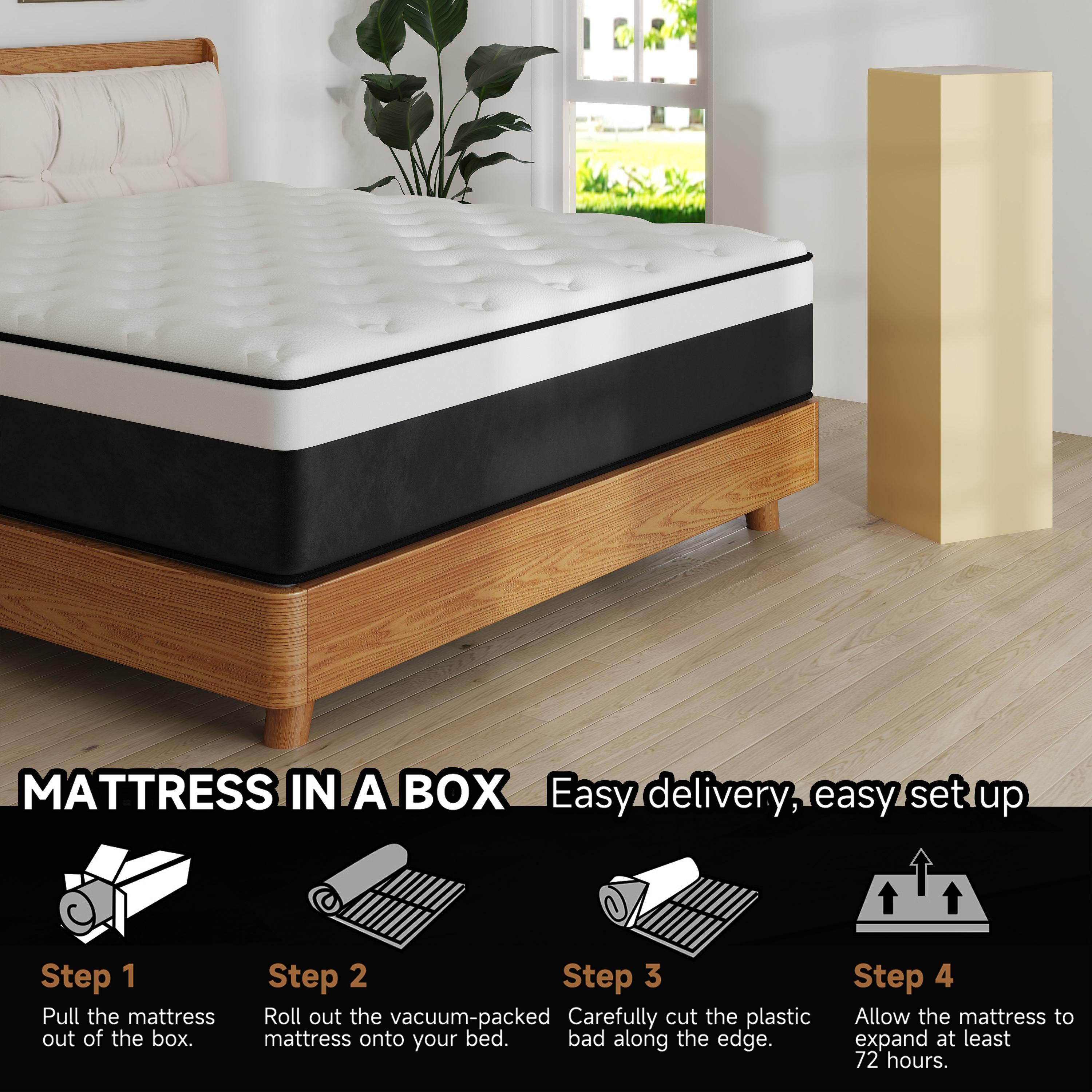 Hibrid mattress 12,14 Inch Queen Mattress King, Twin, Full Mattress, Equipped with Individually Wrapped Pocket Springs in a Box.