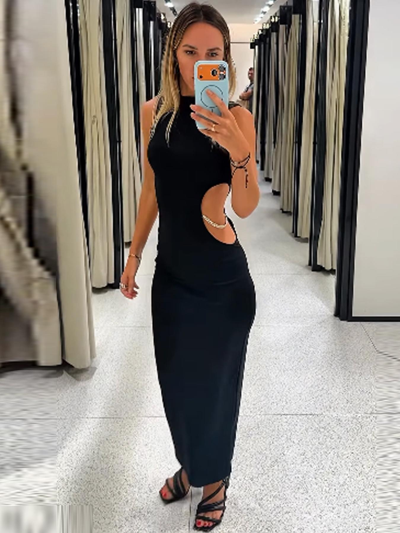 Sexy Black Cutout Dress Women's Dress Elegant Party Dresses Ladies Fashion  Rhinestones O-Neck Sleeveless Maxi Vestidos Formal Wear Evening Gowns  Elegant Party Dresses Mujer Club & Date Events Dresses - TikTok Shop