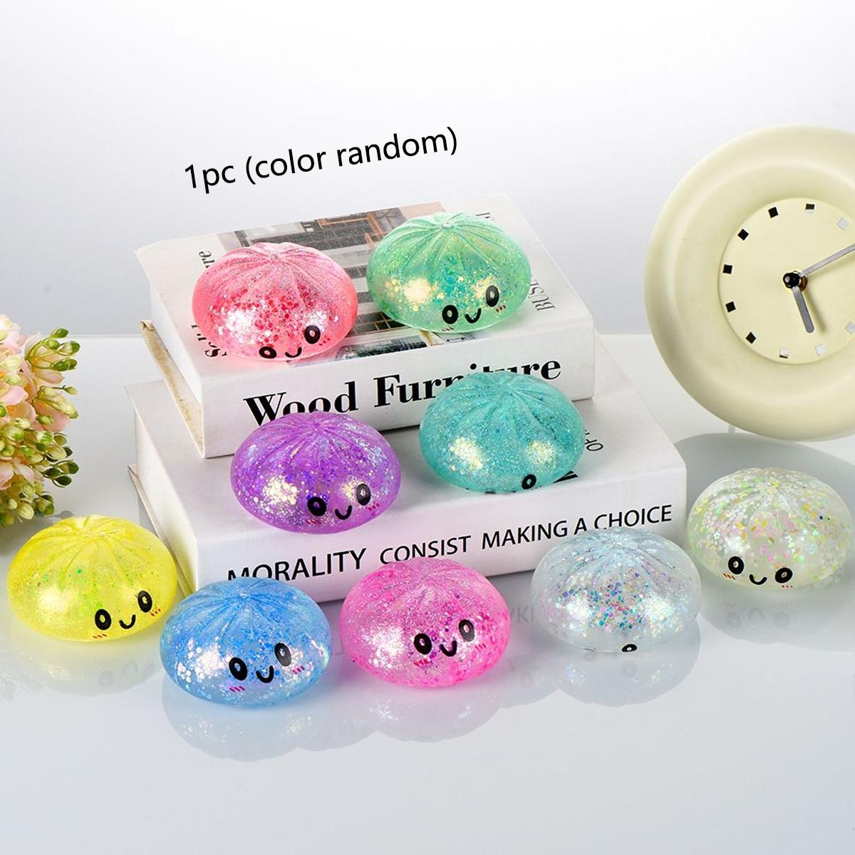 1pc Color Smiling Face Simulated Bun Pinching Music Cute Slow Rebound Food Play Maltose Bun Pullalale, Soft Touch Soothing Anxiety Creativity, Stress Relieving Toy, Perfect Holiday Party Gift, Classroom Rewards