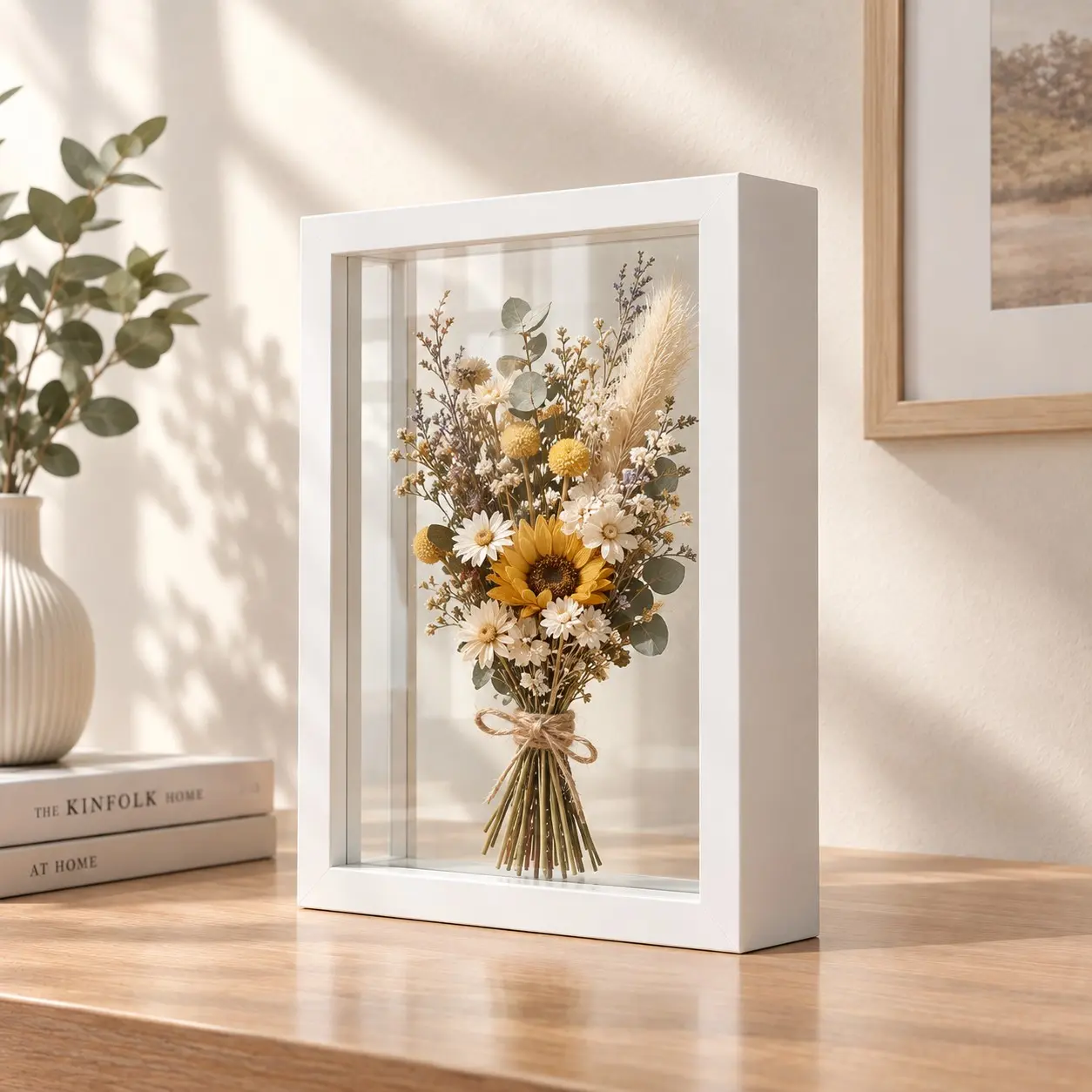 1pc Hollow DIY Flower Frame, Transparent Display Box for Desktop Decor, Elegant Home Decoration, Durable and Fashionable Storage Box