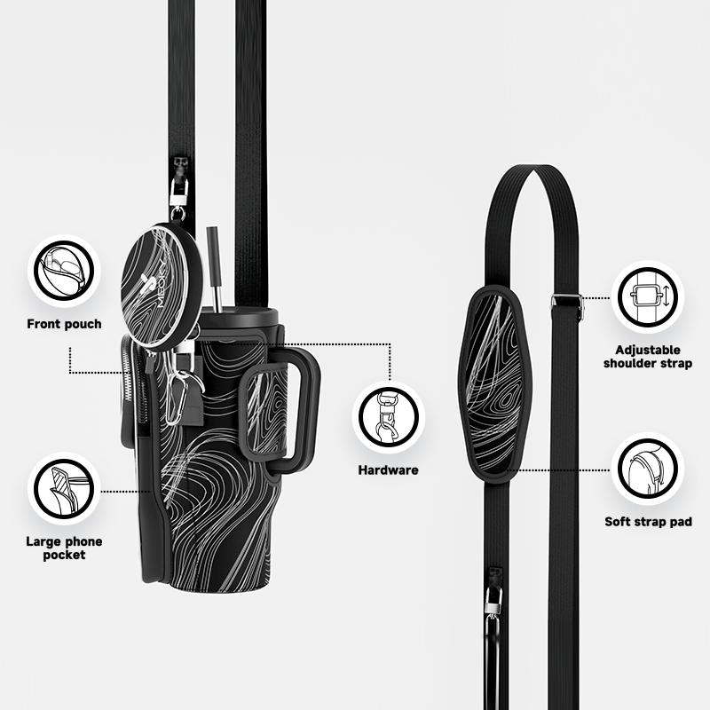 Meoky 40oz Water Bottle Holder with Adjustable Strap - Car Cup Storage Bag Fits Most 40oz Tumblers, Outdoor Hiking Accessories for Camping, Travel, Gym