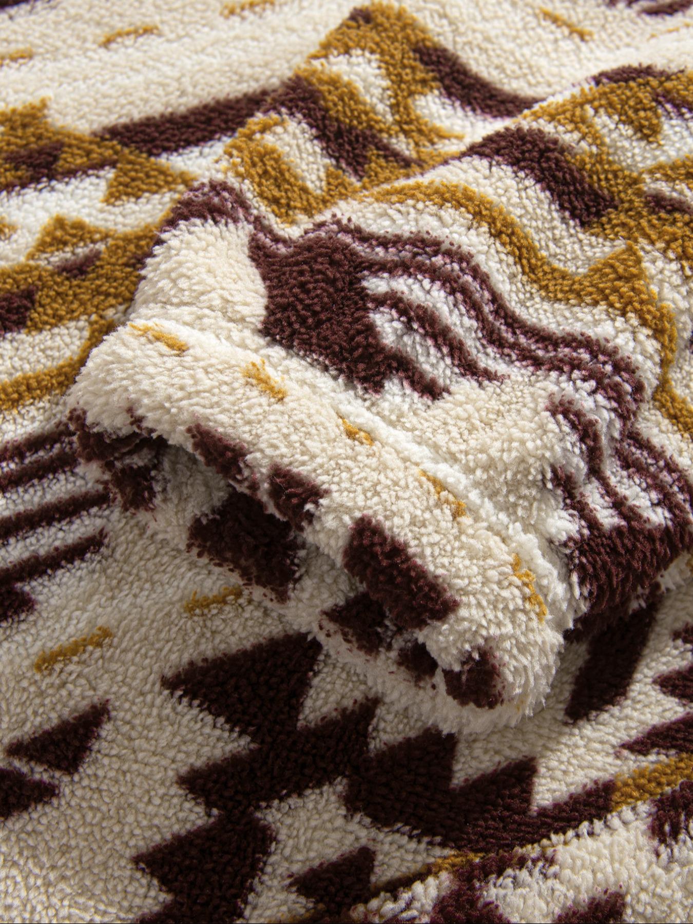 Men's Fleece Half-Zip Pullover Sweatshirt, Fall Winter Warm Hoodie, Casual Long Sleeve Top, Comfortable and Stylish Clothing, Ethnic Pattern Sweatshirts