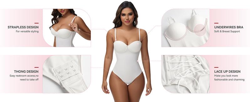 JOSHINE SHAPER Valentine's Day Gifts Large Cup Corset Body Shapewear Women's Strapless Back Tie Basic Sleeveless Pleated Stretch Top Sexy Bodysuit Minimalist Womenswear