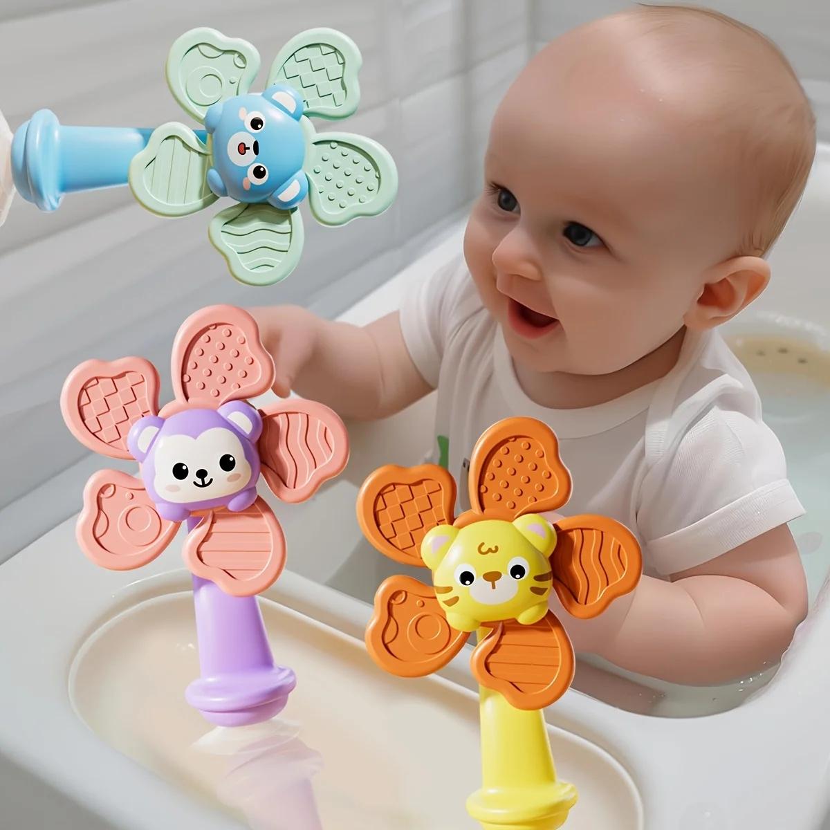 1pc suction cup rotating windmill, with teething ring, promotes motor skills, sensory development teaching aid