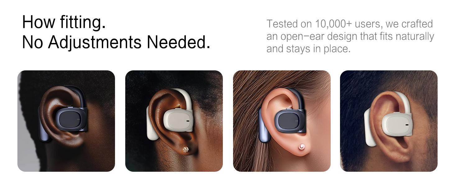 Open Ear Headphones,80H Playtime Air Conduction Earbuds w/Fast Charging, 16.2mm Hi-Fi Audio Drivers, Physical Buttons, ENC Mic, IPX5 Waterproof, Bluetooth 5.4, 2025 Upgrade for Workout White