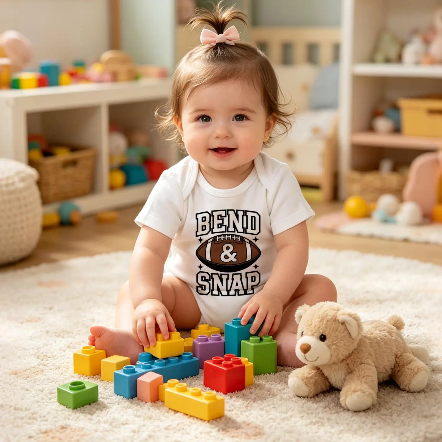 "BEND & SNAP" Unisex Baby Newborn Bodysuit, Soft Pure Cotton Short Sleeve Snap Buttons Summer Baby Clothes