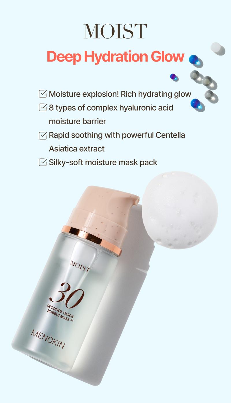 MENOKIN 30 Seconds Quick Bubble Mask Korean Glass Skin Care Essential, 70 Uses, 3.21 fl.oz