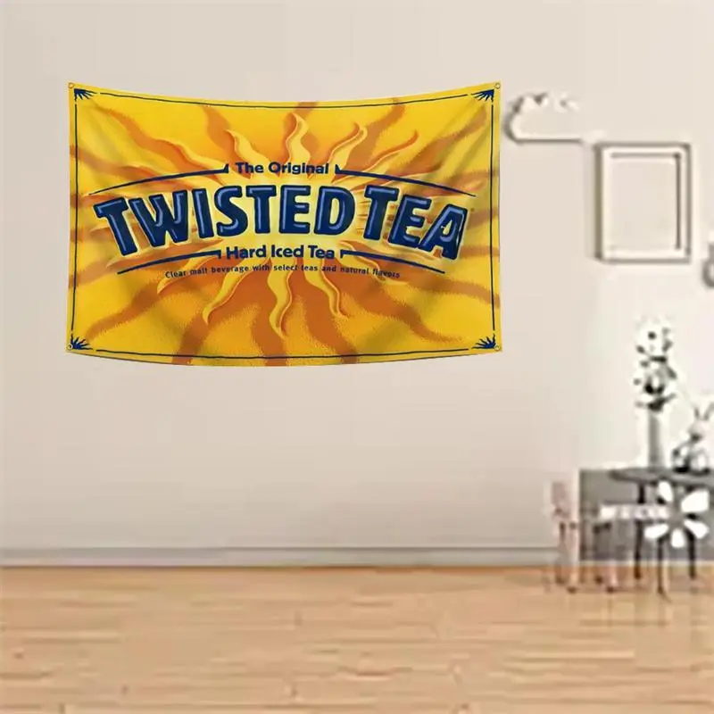 3x5ft twisted tea flag fun hard ice tea banner for indoor outdoor garden restaurant milk tea shop decoration banner Lightweight Tapestry Wall Mural Wall Hanging Tapestry