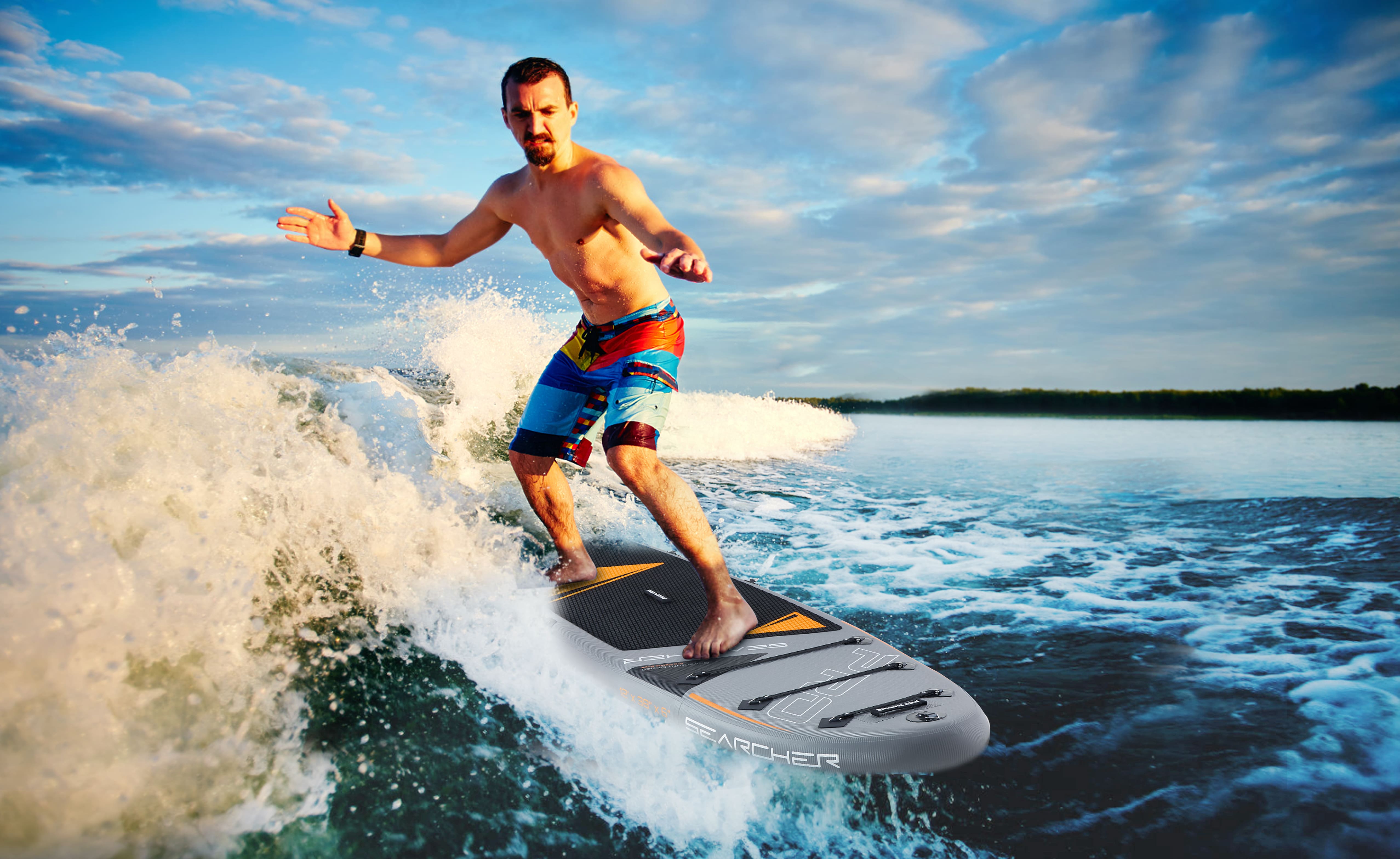 PRO MARINE 10'/12' Inflatable Stand up Paddle Boards Adjustable Paddle SUP Carry Bag & Fast Pumping Orange FathersDayGift