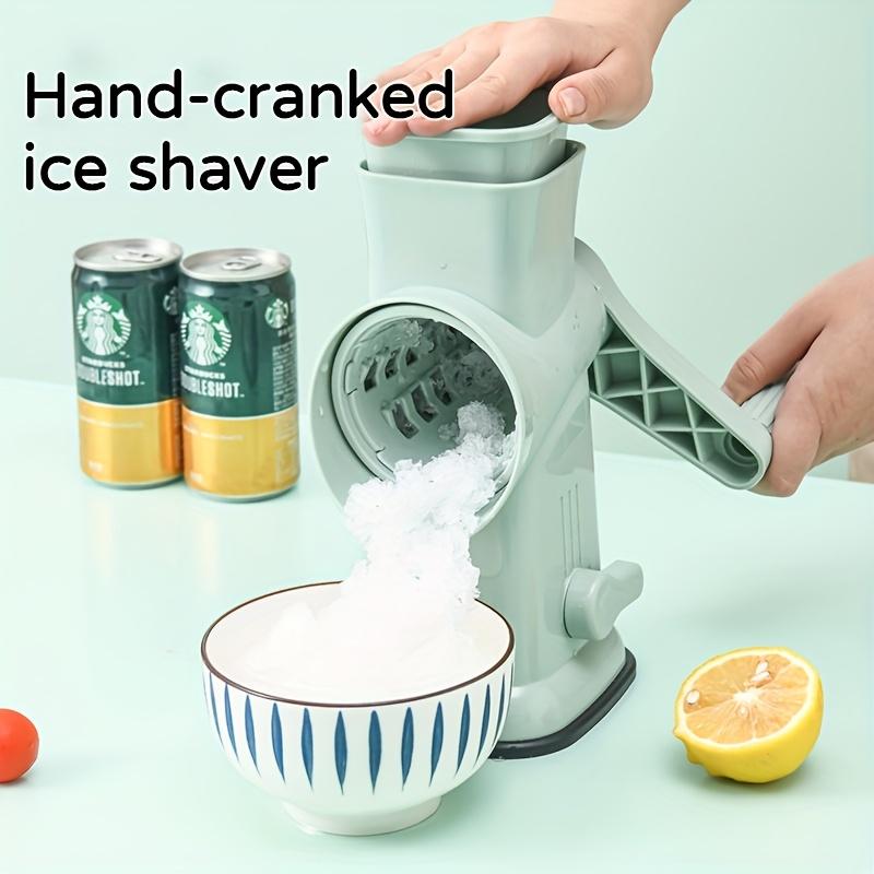 Manual Ice Maker Machine, Heavy-Duty Stainless & Plastic Hand-Crank Ice Crusher, Portable No-Electricity Ice Maker with Operation, Suitable for Home Outdoor Ice Businesses