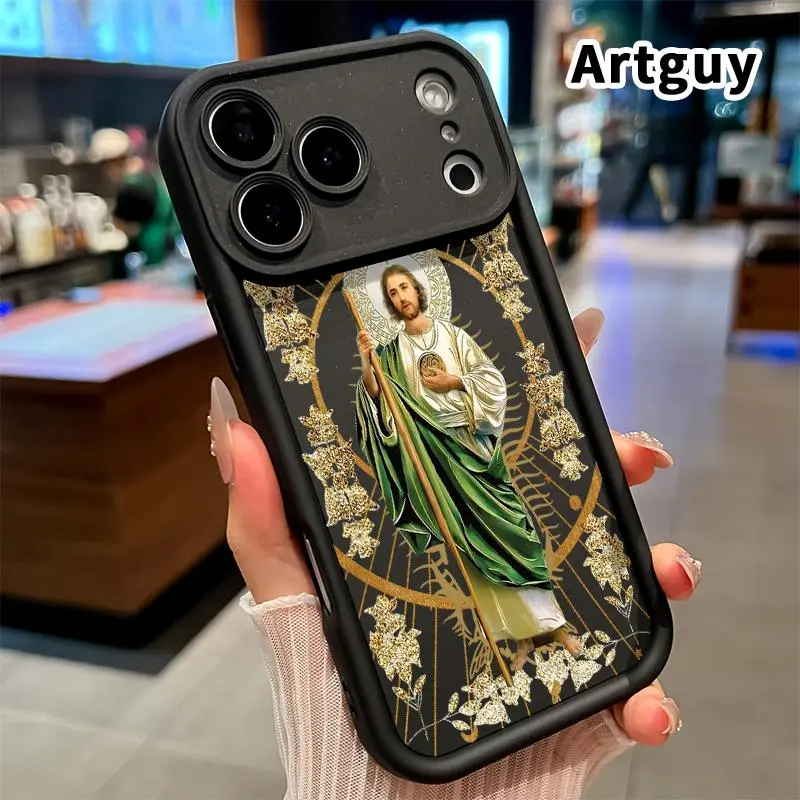 Durable Phone Case Casing & Protector for iPhone 18 Pro Max 17, 16 Plus, 15, 14, 13, 12, 11, Air E - Saintly Radiant Guardian Shockproof Silicone TPU Bumper Drop Protection Soft Cover, Smartphone, Handheld