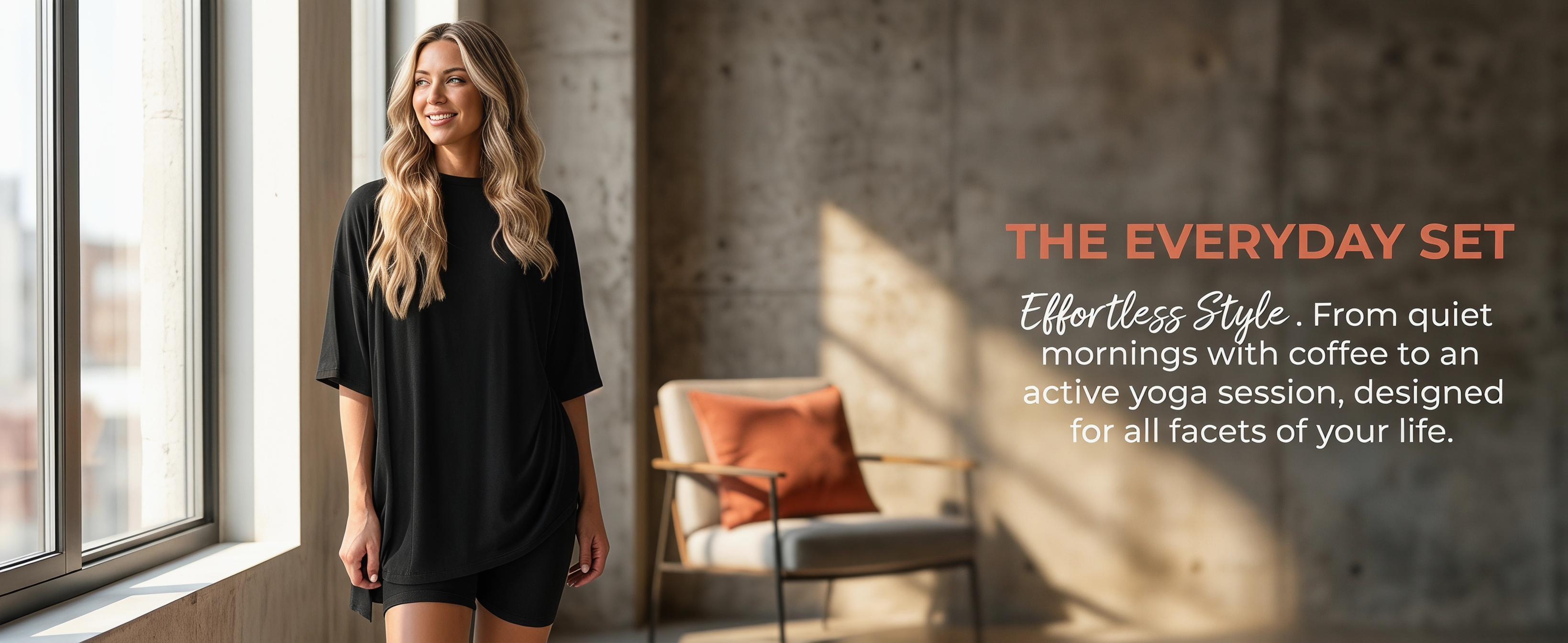 Crewneck Two-Piece Set For Women Summer Casual Oversized Split Hem Shirts & Side Pocket Biker Shorts Minimalist Lounge Wear Soft Viscose Fabric Comfy Homewear Cozy