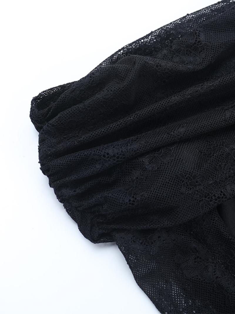 One Shoulder Lace Patchwork Slit Long Dress, Elegant Evening Gown, Stylish Party Wear, Women's Fashionable Clothing