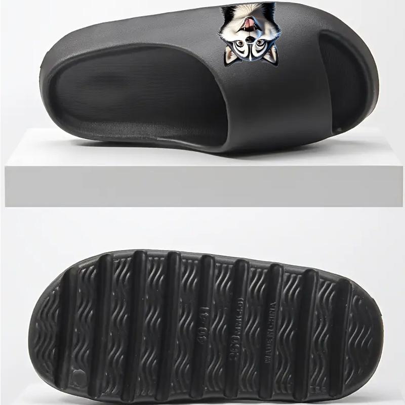 Cute Husky Dog Slippers Women Men Winter Warm Plush Indoor Home Non-slip Soft Sole Cartoon Animal Slippers for Adults Comfortable Fleece Lined House Shoes Gift
