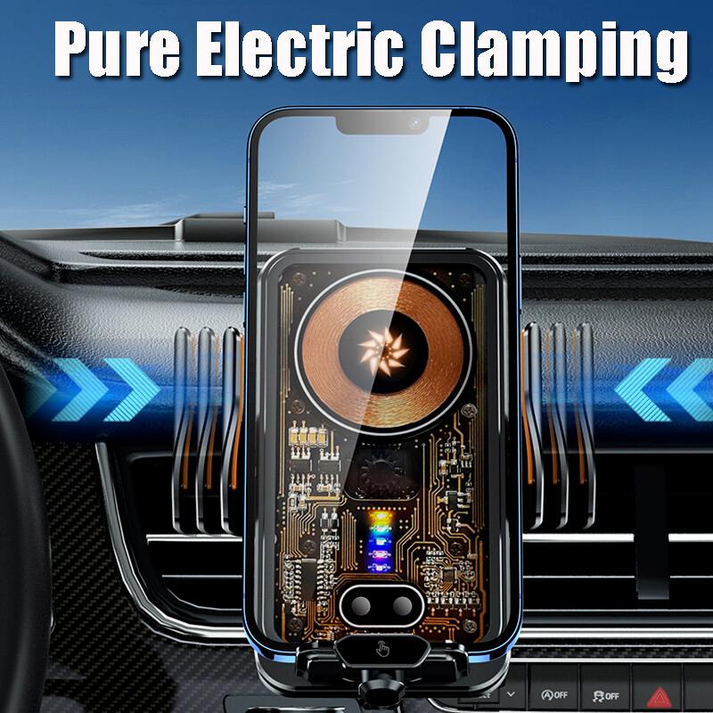 Fast Wireless Car Charger with Auto Clamping Phone Holder - Compatible with iPhone 16/15/14/13/12/11 Pro Max, Samsung Galaxy S24/S23/S22/S21, and More - Efficient Smartphone Charging for Your Car