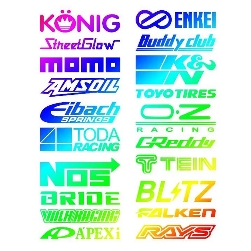 20pcs Racing Sponsor Style Stickers Set Reflective Waterproof Car Window Body Decorative Vinyl Decals for JDM Style Sticker For Cars