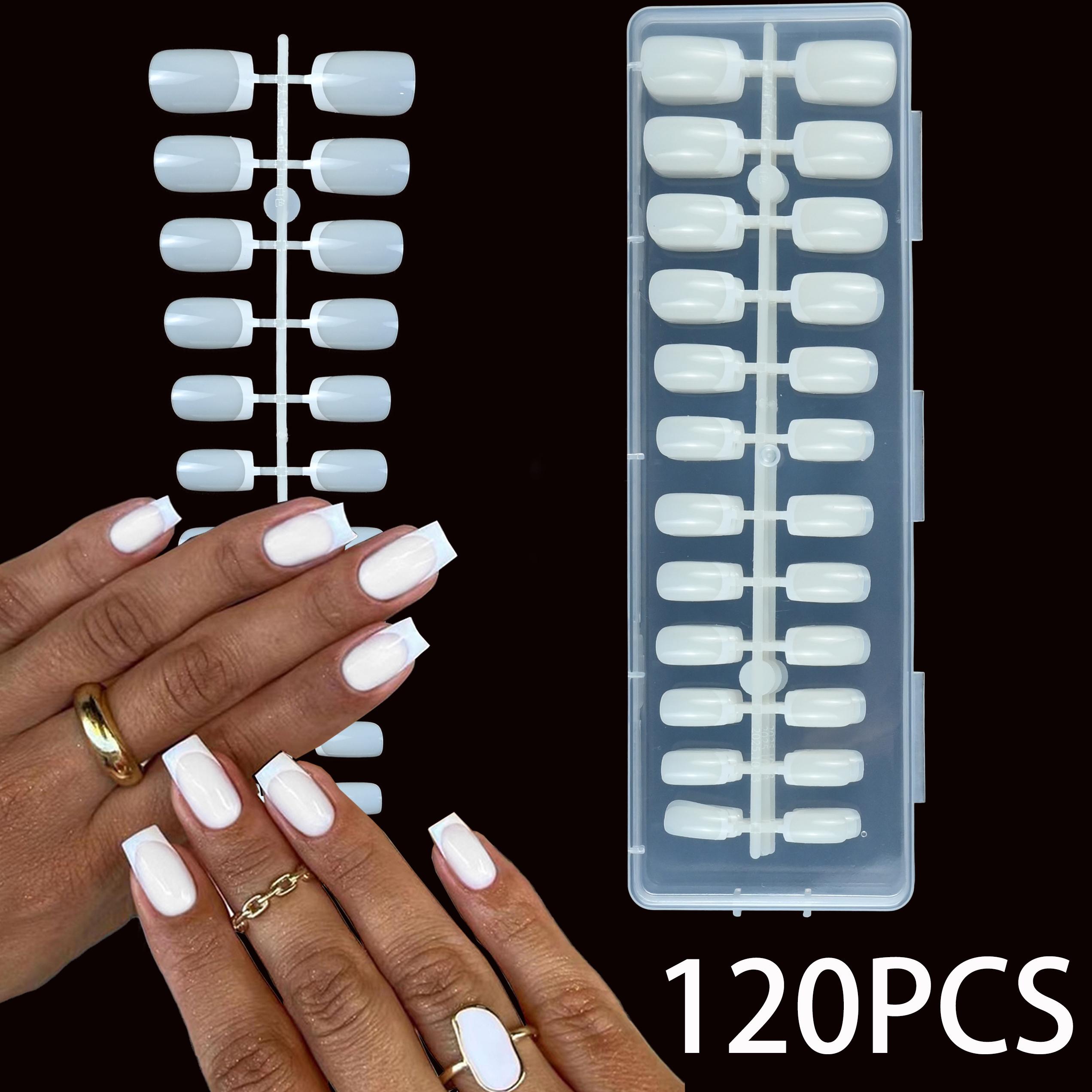 120pcs Short Square False Nails, 12 Sizes, Base/french Tip, Press-On, Salon Quality, Acrylic Nail Extensions, Single Item