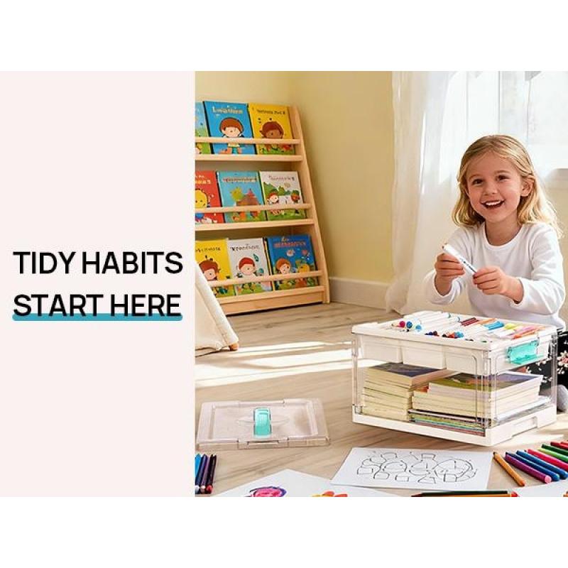 1pc Clear Craft Storage Bin with Removable Trays and Adjustable Dividers, Ideal Containers for Art Supply Coloring Books, Sensory Toys, Craft Supplies, Medicine, Playdough, Transparent Dust Proof, Mid Year Sale Restock,