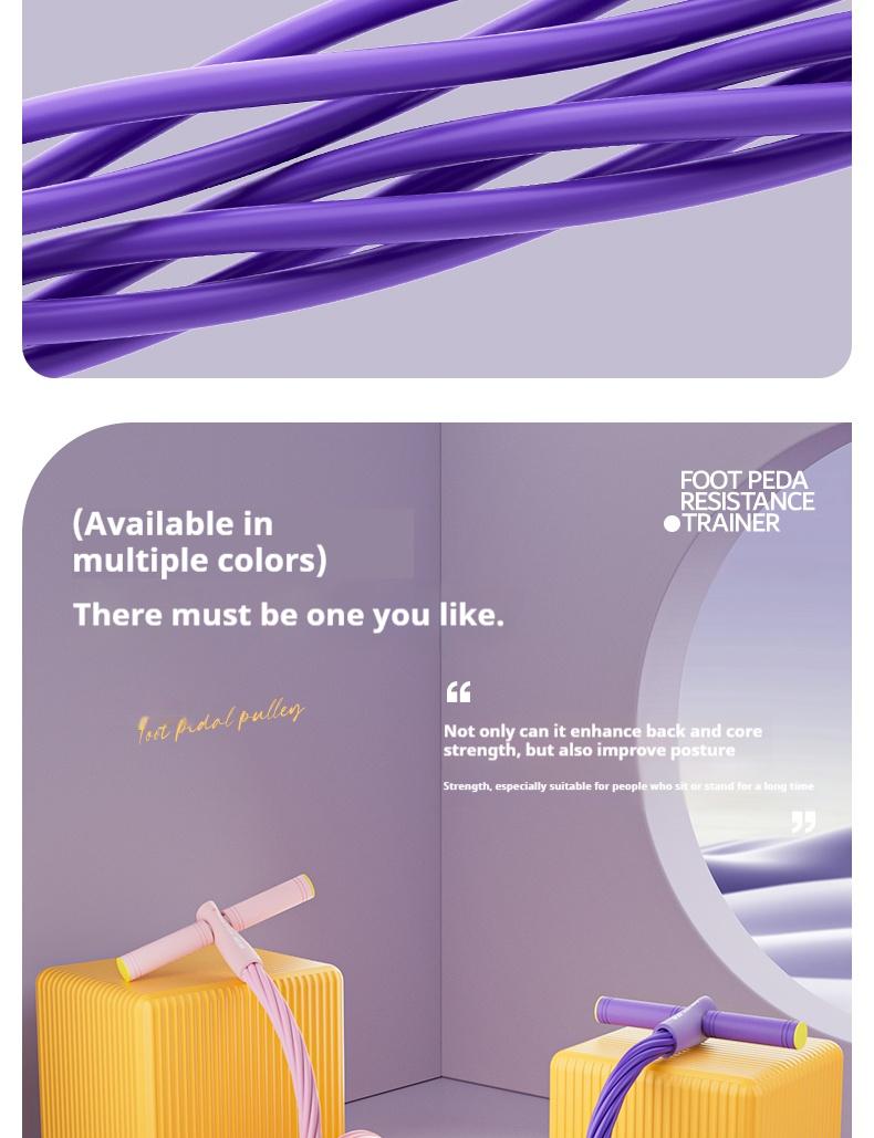 6-Strand Heavy Duty Abdominal Crunch Fitness Equipment – Leg & Core Workout, Sit-Up Assist, Home Gym Exercise, Non-Slip Foot Pedal & Resistance Bands (Portable)