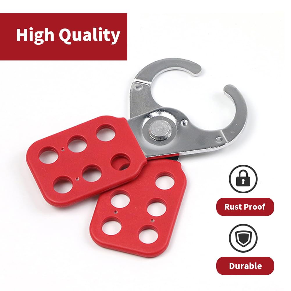 2 Pack Steel Lockout Tagout Hasp,Fit 6 Padlocks with 0.37in Shackle | Loto Group Hasps,6 Hole,Lock Out Tamper-Proof,-Resistant,Nylon Handle,Heavy Duty,Industrial,Isolation Devices