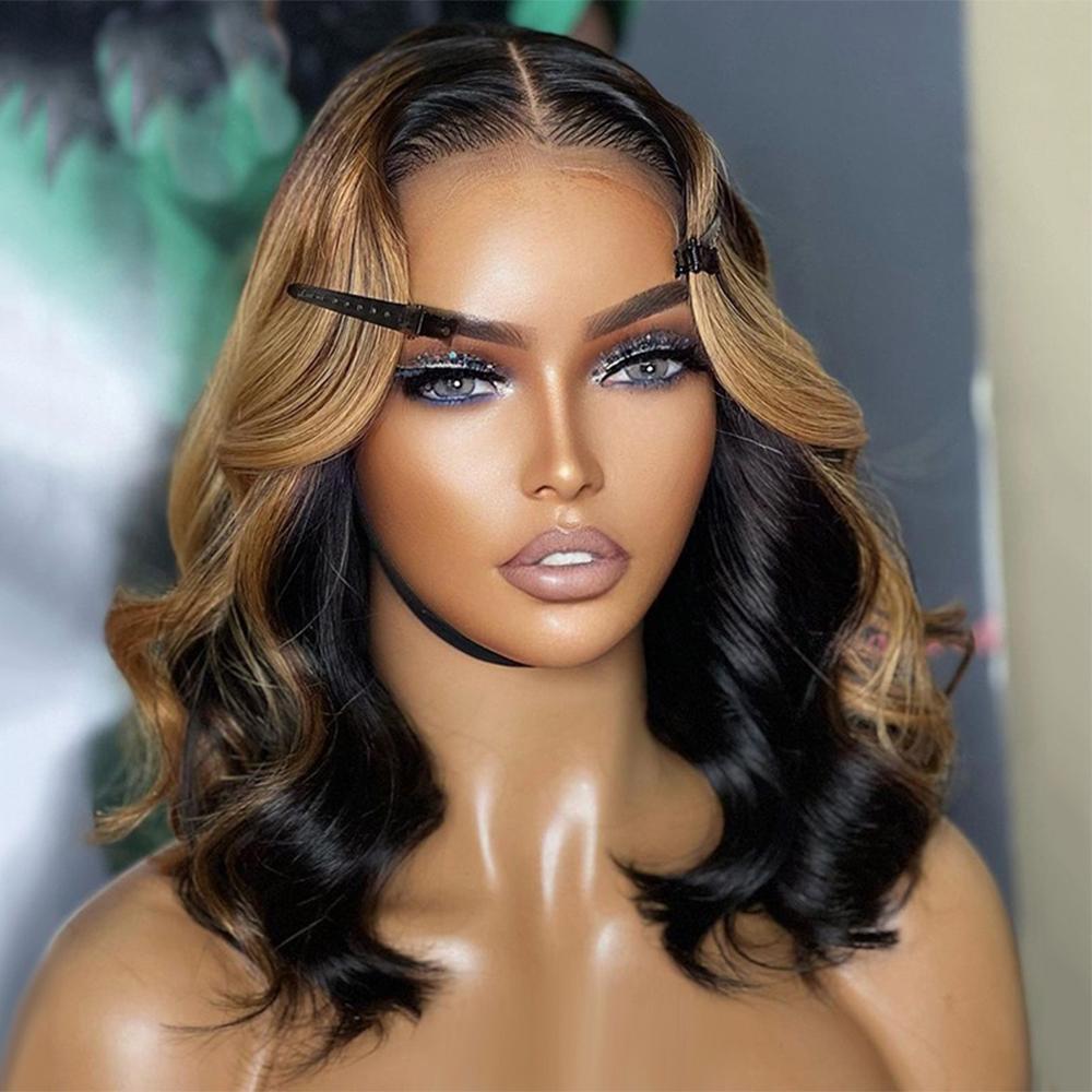 Blonde Highlight Body Wave Lace Front Wigs Human Hair Pre Plucked with Baby Hair 1B/30 Body Wave Bob Wig Human Hair 13x4 Short Body Wave Bob Wigs For Women SpringStatements