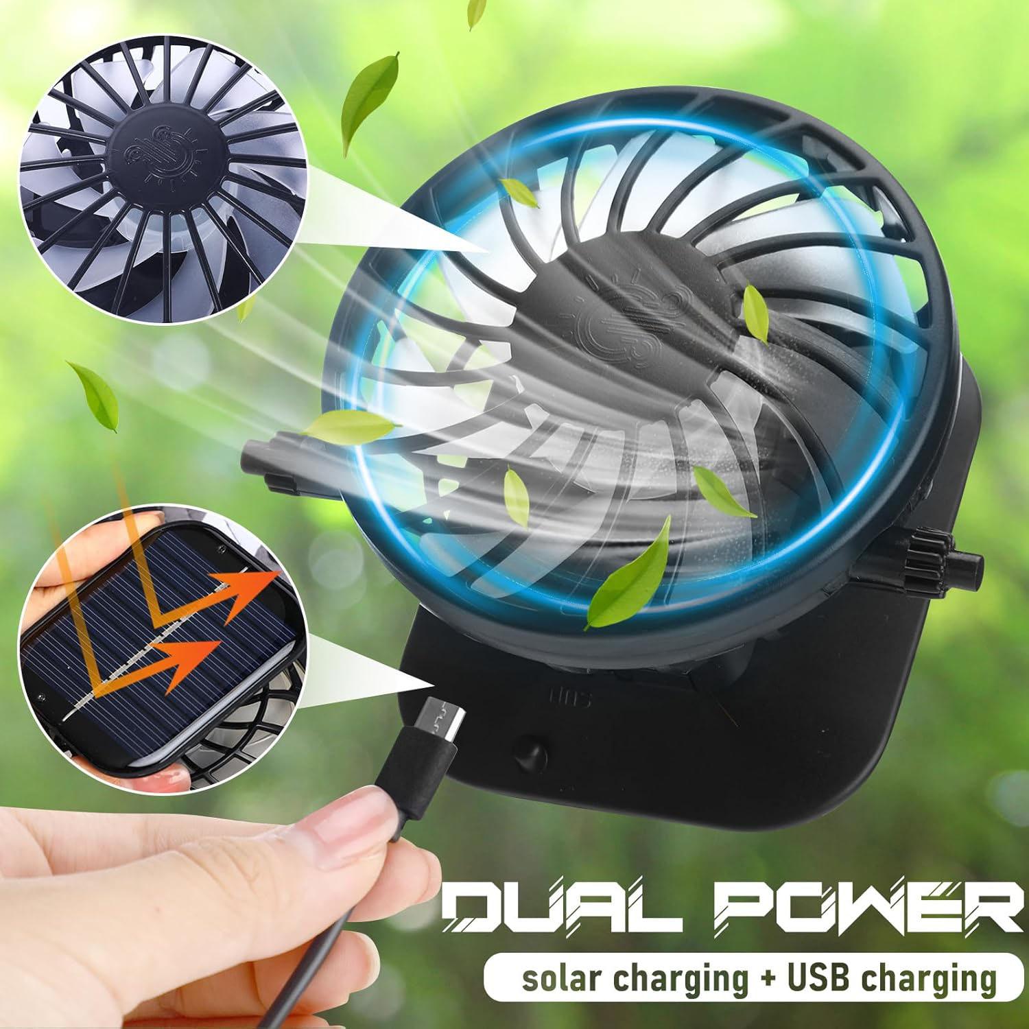 Solar Fan Hat, Hat with Solar Fans Built in，With2PCS Rechargeable Cooling Fan, Suitable for Outdoor Fishing, Camping