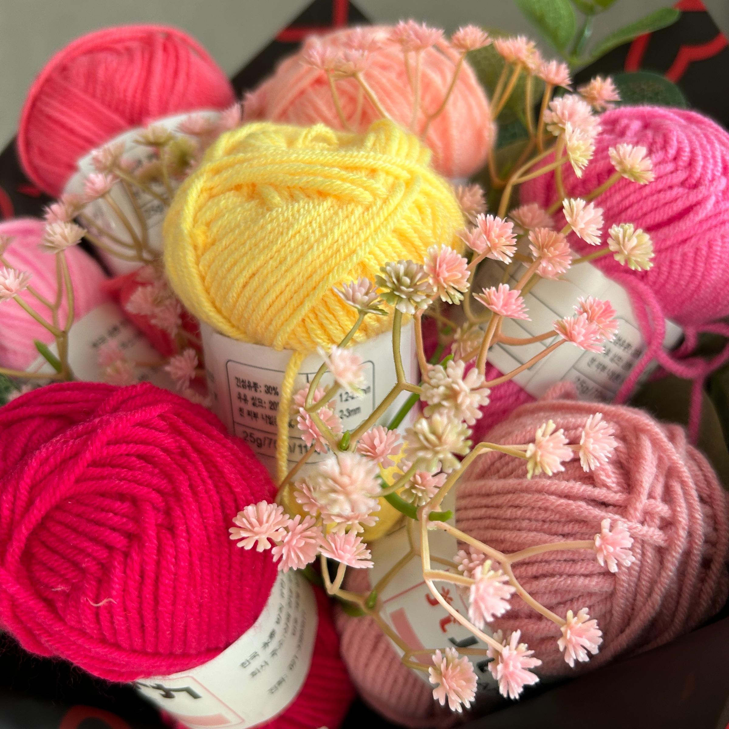 Knitted Bouquet Customizable Gift Anniversary Present with Packaging, Hooked Flower Doll DIY Any Favorite Knit Item Christmas Thanksgiving