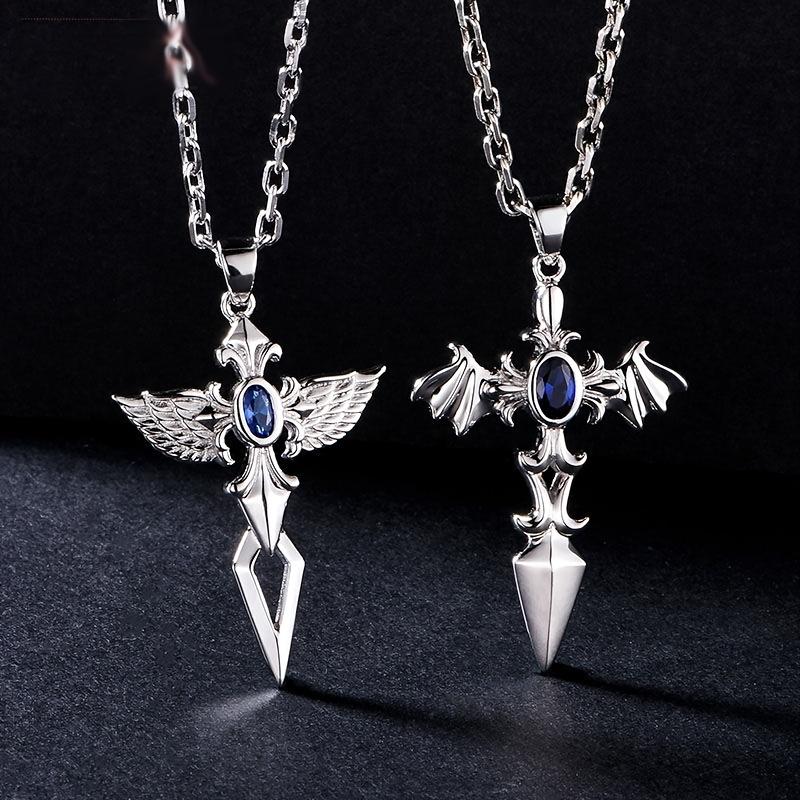 Angel Wing Necklace, Devil Wing Necklace, Sword Cross Style, Unique Fashion Necklace