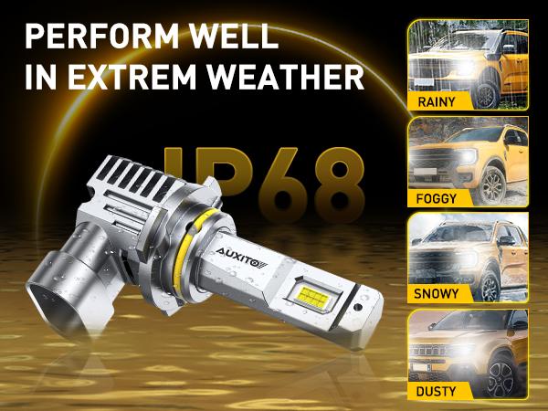 AUXITO 9005 Headlight Bulbs, 6500K White, 300% Brighter 9005 LED Bulb for High Beam Low Beam, HB3 LED Headlight Bulb, Pack of 2