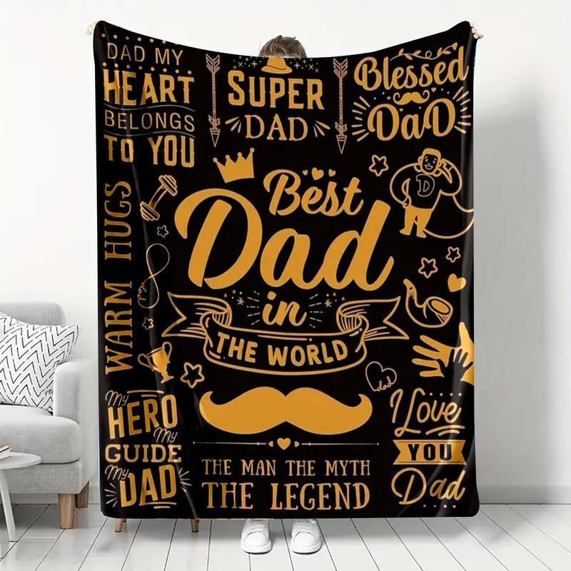 Letter Pattemn Blanket Gift for Dad, 1/2 CountsSoft Throw Blanket, Warm & Cozy Blanket forOffice, Car, Bed, Home, Travel, Halloween DecorNapping Blanket