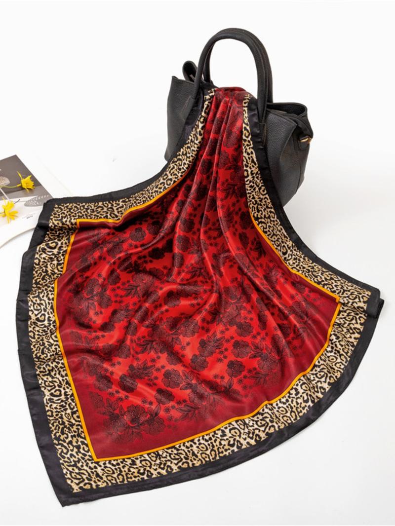 Women's Leopard Print Square Scarf, Fashionable Soft Comfortable Scarf for Daily Wear, Casual Versatile Scarf for Women & Girls