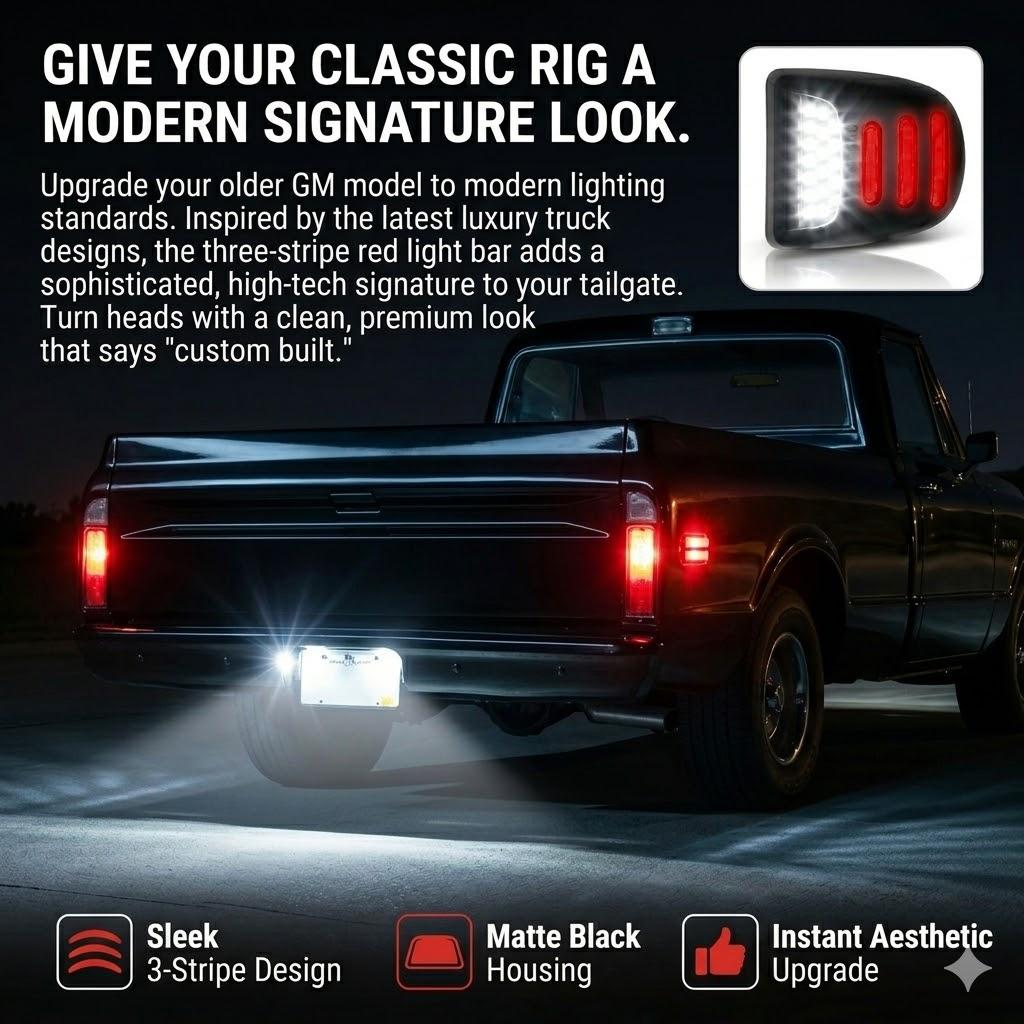 LED License Plate Light Assembly for Chevy Silverado GMC Sierra 1500 2500 3500 Tahoe Suburban Yukon Escalade,2PCS with Red OLED Neon Tube 6000K White Tag Lights Replacement Plug and Play