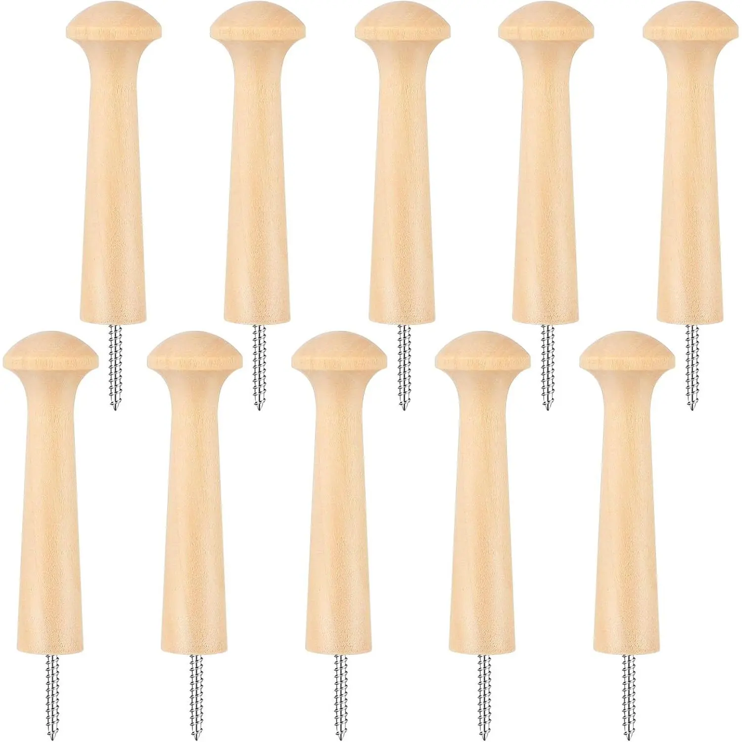 10 count Wooden Shaker Peg Screw- Solid  Hook 3.8 Inch Wooden Pegs Long Unfinished  Shaker Pegs Drying Hook for  Clothes Hats  Bags Towel