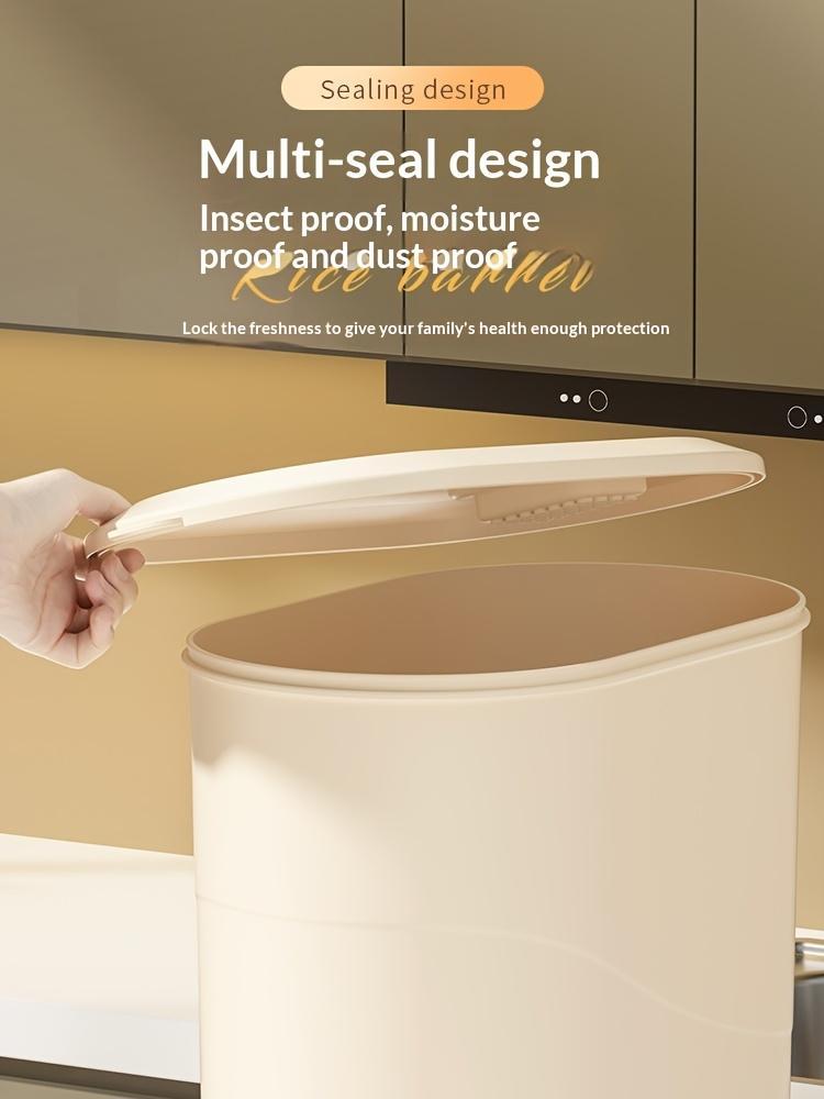 22 Lb/10kg Large Capacity Rice Container with Measuring Cup and Time Markings - Plastic Grain Storage Bin - Airtight,, Moisture-Proof Flour Storage Container, Rice Bin, Storage Container for Flour, Grains, Beans, Pet Food, Cat Food, Dog