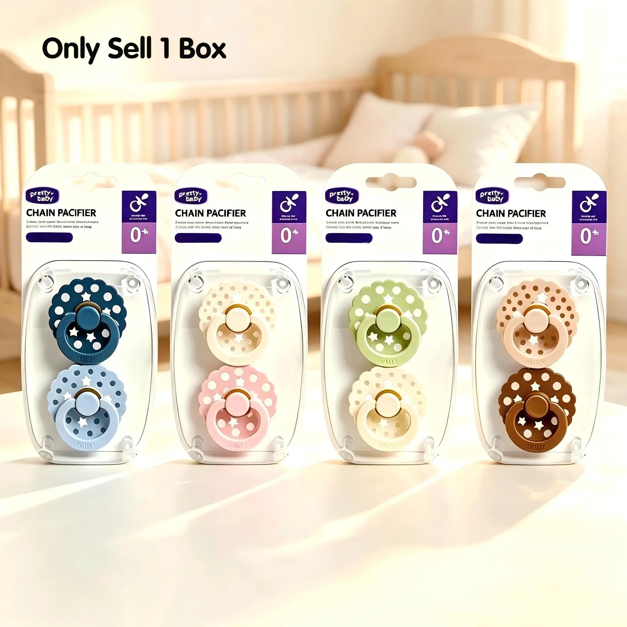 New 2pcs/pack Scalloped Edge Baby Soother Pacifier, Polka Dot Star Design, Cute Dummy with Cherry-Round Nipple, Baby Shower Gift